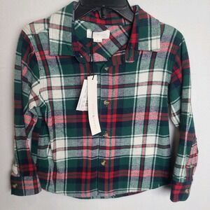 Scene & Heard NWT Green Plaid Flannel Boys Sz 2 Long Sleeve Button Up Shirt
